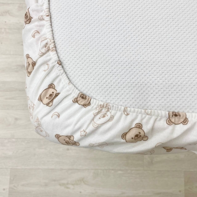 Husa saltea patuț bebe copii din bumbac 120 x 60 cm, Ursulet (3)